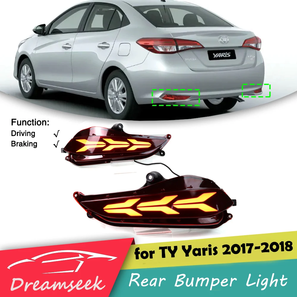 Красный светодиодный задний бампер отражатель светильник для Toyota Yaris 2017 2018 стоп