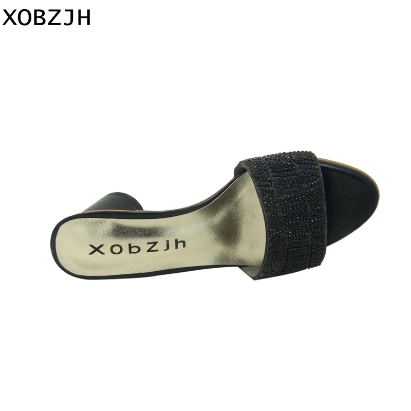 XOBZJH/Женская обувь коллекция 2019 года босоножки со стразами на высоком каблуке