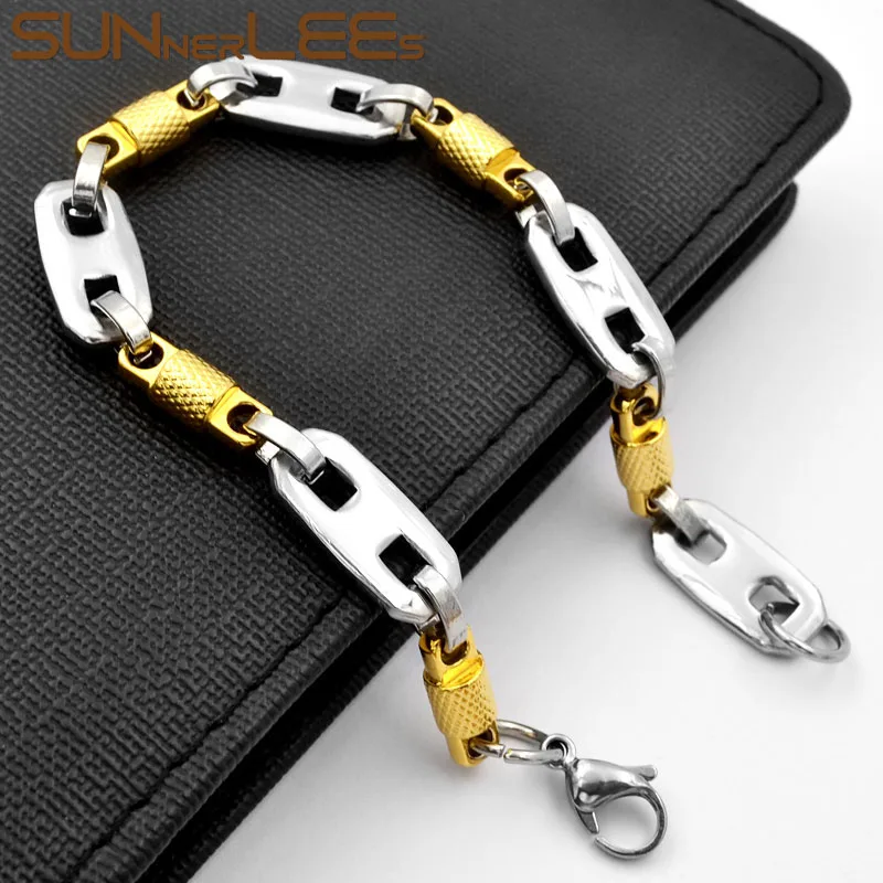 SUNNERLEES модные ювелирные изделия браслет из нержавеющей стали 10 мм Геометрическая