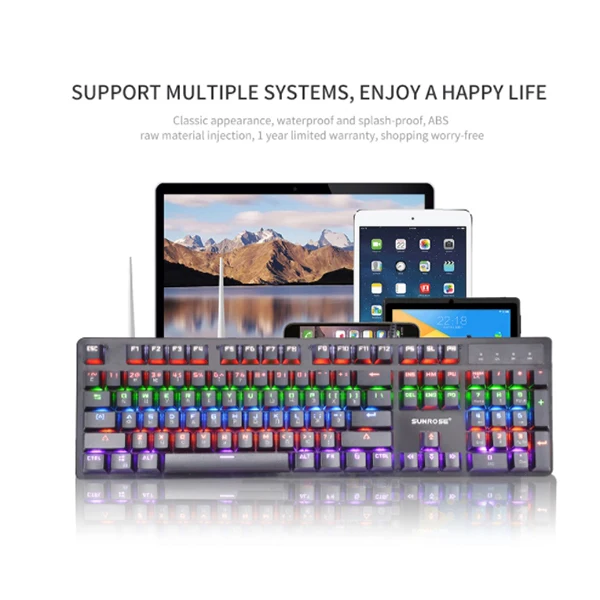 Sunrose Gk20 Usb на русском языке Проводная клавиатура подсветка брызгозащищенная 104