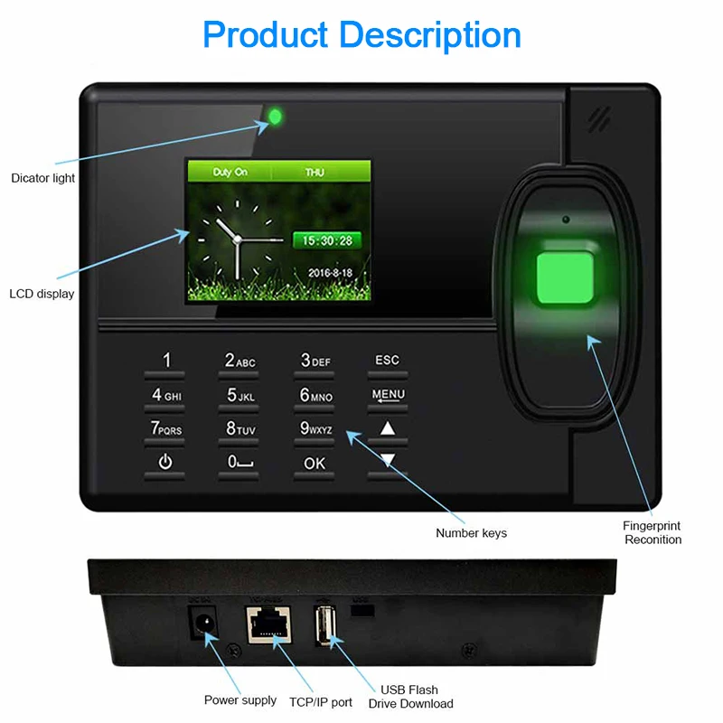OULET Finger print Attendance USB TCPIP For Biometric Aystem Time Clock Employee Recorder Fingerprint | Безопасность и защита