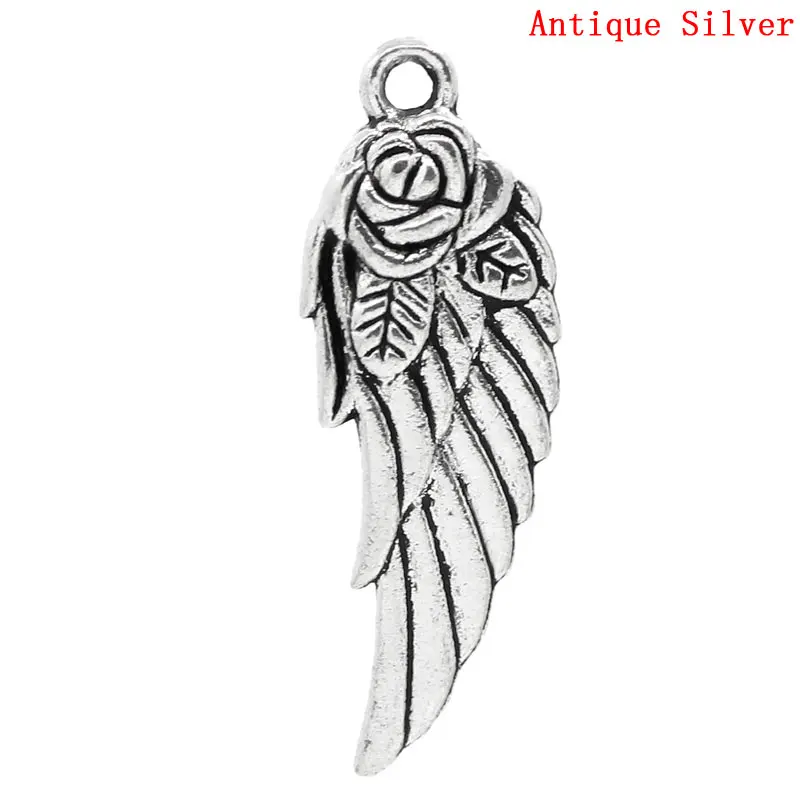 

DoreenBeads амулет кулоны с крыльями, серебристые цветы, резные 3,1x1,1 см, 30 шт. (B23228), yiwu