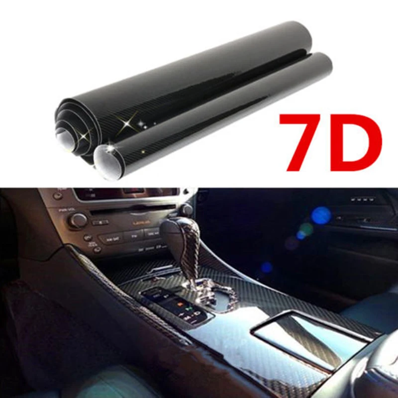 6D Ultra High Gloss черный винил из углеродного волокна Обёрточная бумага Стикеры наклейка выпуска воздуха