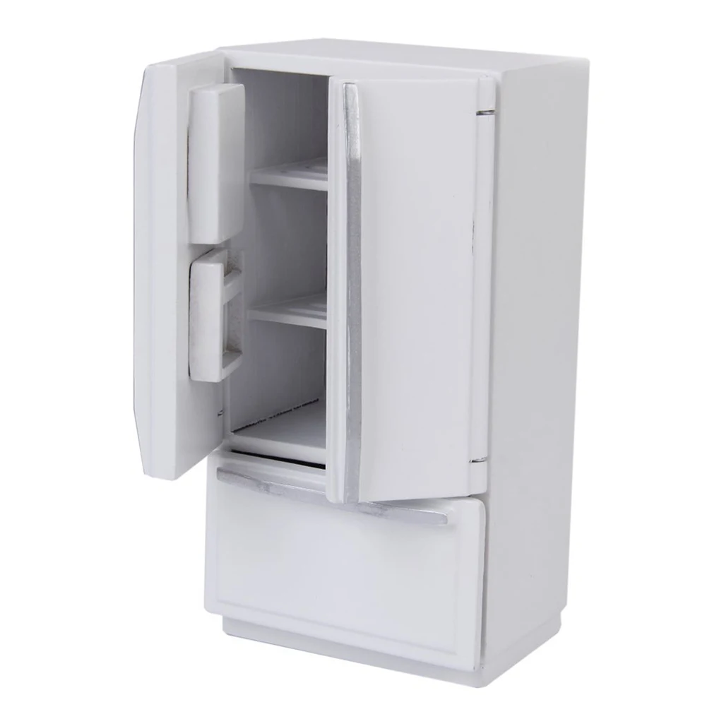 1:12 Кукольный домик кухонный миниатюрный деревянный холодильник (белый) - купить