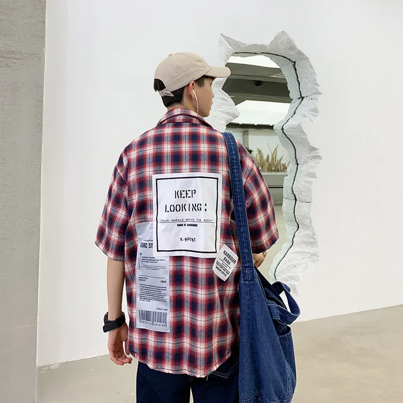 Мужская повседневная спортивная рубашка с коротким рукавом корейская мода на