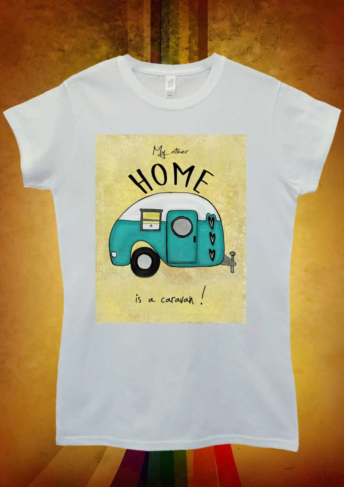 Забавная Мужская и женская футболка унисекс My Other Home is a Caravan жилет 962 мультяшная