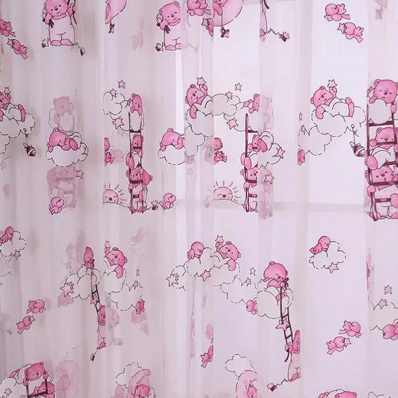 Детские занавески с рисунком медведя принтом из пряжи сетчатые для комнаты вуаль