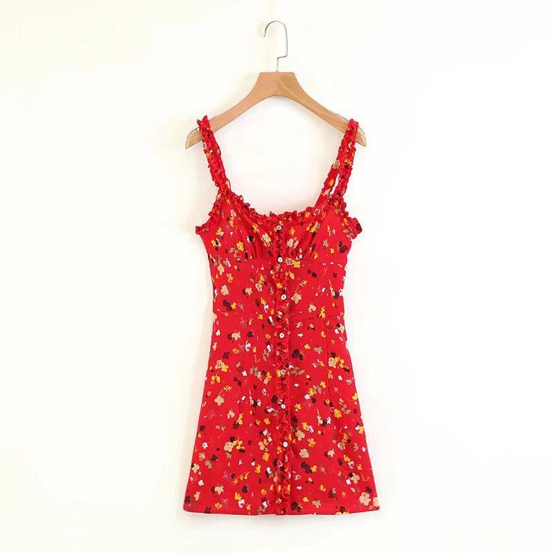 Sexy Womens Summer Floral Spaghetti Straps Ruffle Party Short Mini Dress Hot | Женская одежда