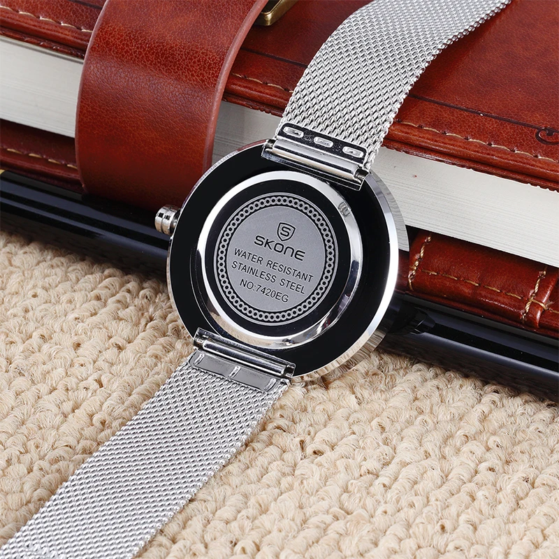 SKONE часы мужские водонепроницаемые Relojes Hombre роскошные деловые из нержавеющей