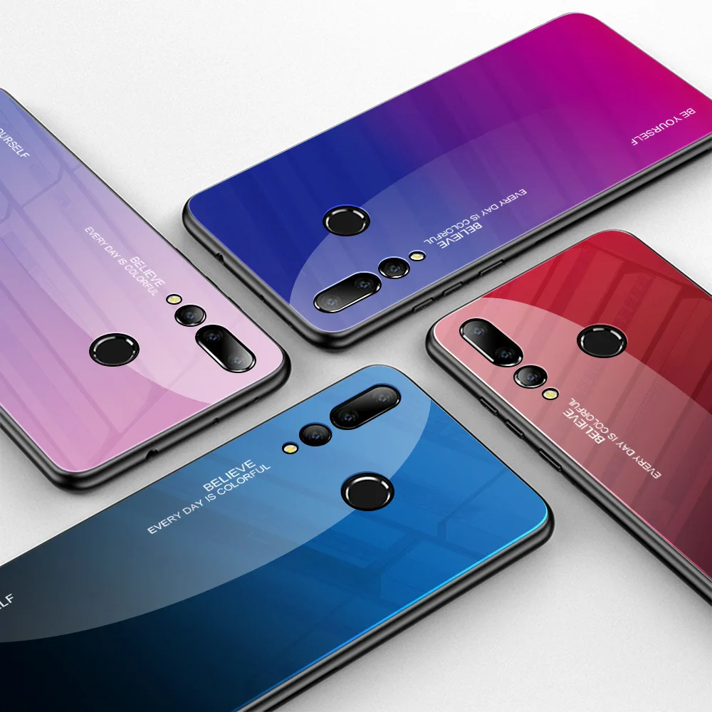 10 шт./лот Новый градиентный чехол из закаленного стекла для Huawei P30 Lite Pro Nova 4 Y6 2019 Y9 |