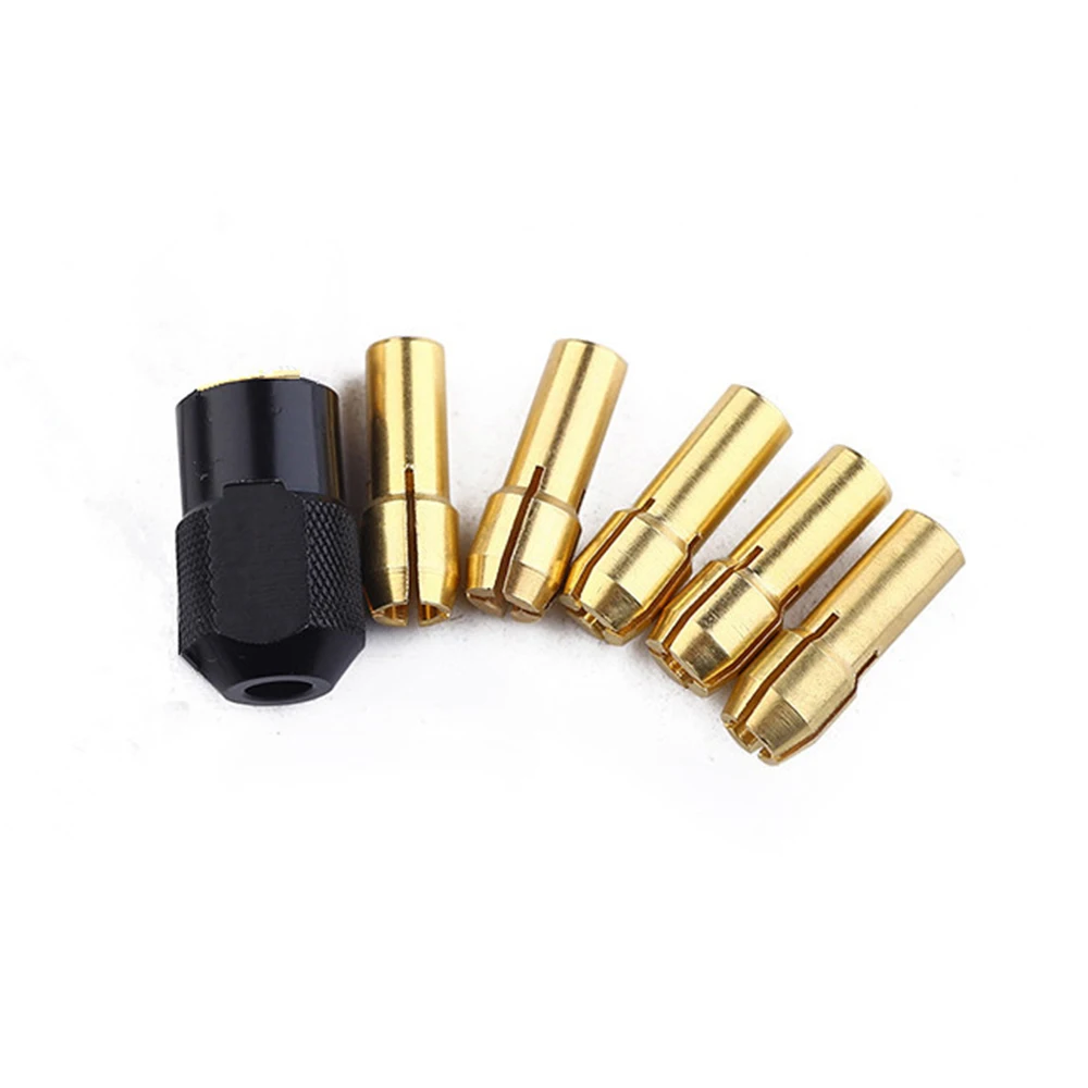 

Black Nut with 6PC Brass Chuck 1.7*0.6cm Drill Collet Chucks With 2.7*1cm Black Nut Accessories For dremel Rotary Tool