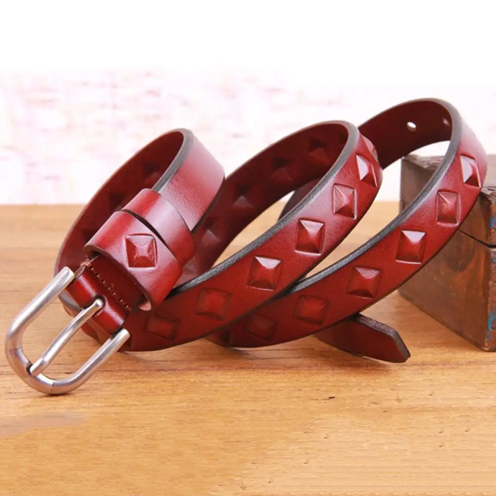 Ladies Cow Genuine Leather Female Belts Woman Simple Alloy Buckle Metal Belt for Women Actual Picture 22mm Wide FCO042