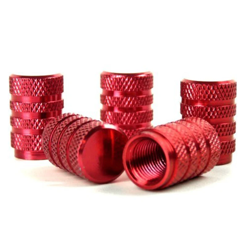5 Pcs Red Aluminum Alloy Bicycle Valve Caps valve Closures Theftproof Car/Bike Tire Air Wheel Round | Спорт и развлечения