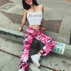 Брюки-карго женские камуфляжные, модные штаны с завышенной талией, в стиле хип-хоп, розовые камуфляжные, с карманами, брюки в стиле милитари для девушек, танцевальные штаны для бега