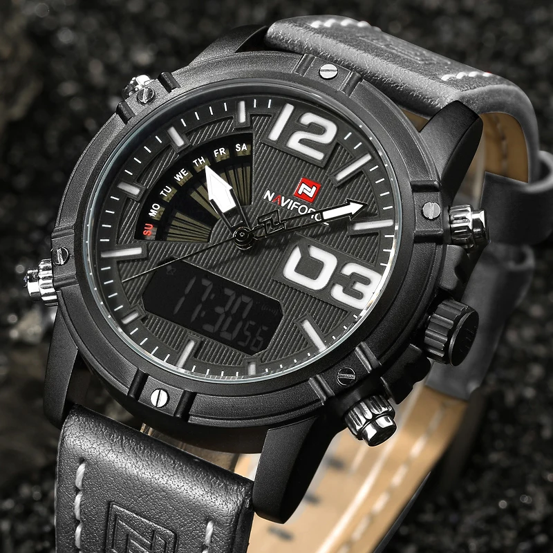

NAVIFORCE Top Brand Fashion Quartz Wrist Watch Men's Military Sport Watches Waterproof LED Digital Clock Male Relogio Masculino