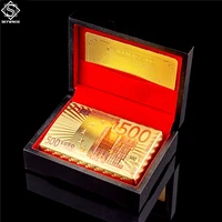 24K золотые игральные карты, игральная колода для Покера из золотой фольги, волшебная водонепроницаемая карта для покера с черной деревянной...