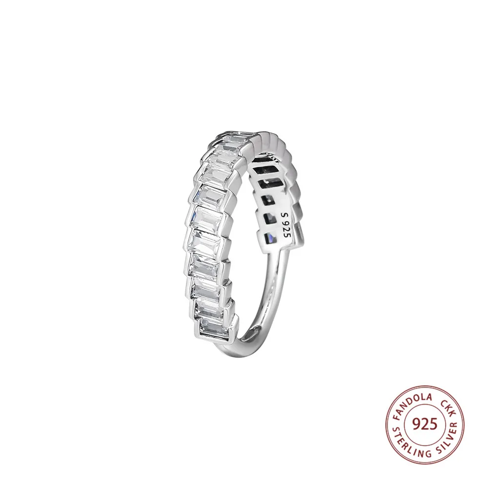 

100% 925 кольцо из стерлингового серебра бледно-ледяная красота прозрачными камнями с украшением в виде кристаллов Свадебные Кольца для женщи...