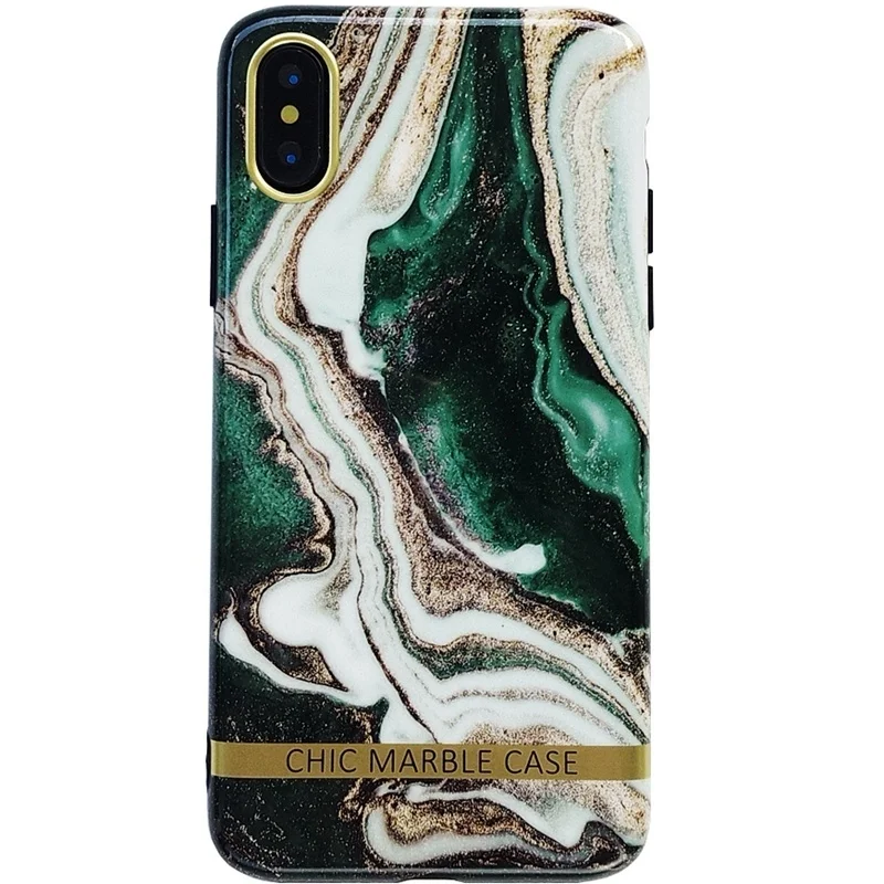 Личность Мрамор Chic золото чехол для iPhone X XR XS Max 6 6s 7 8 плюс мягким акварельным