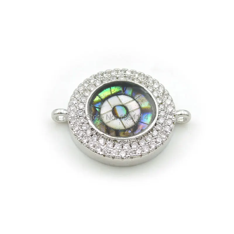 20*16*3 мм Micro Pave Clear CZ Gridding Abalone круглые соединители подходят для мужчин или женщин