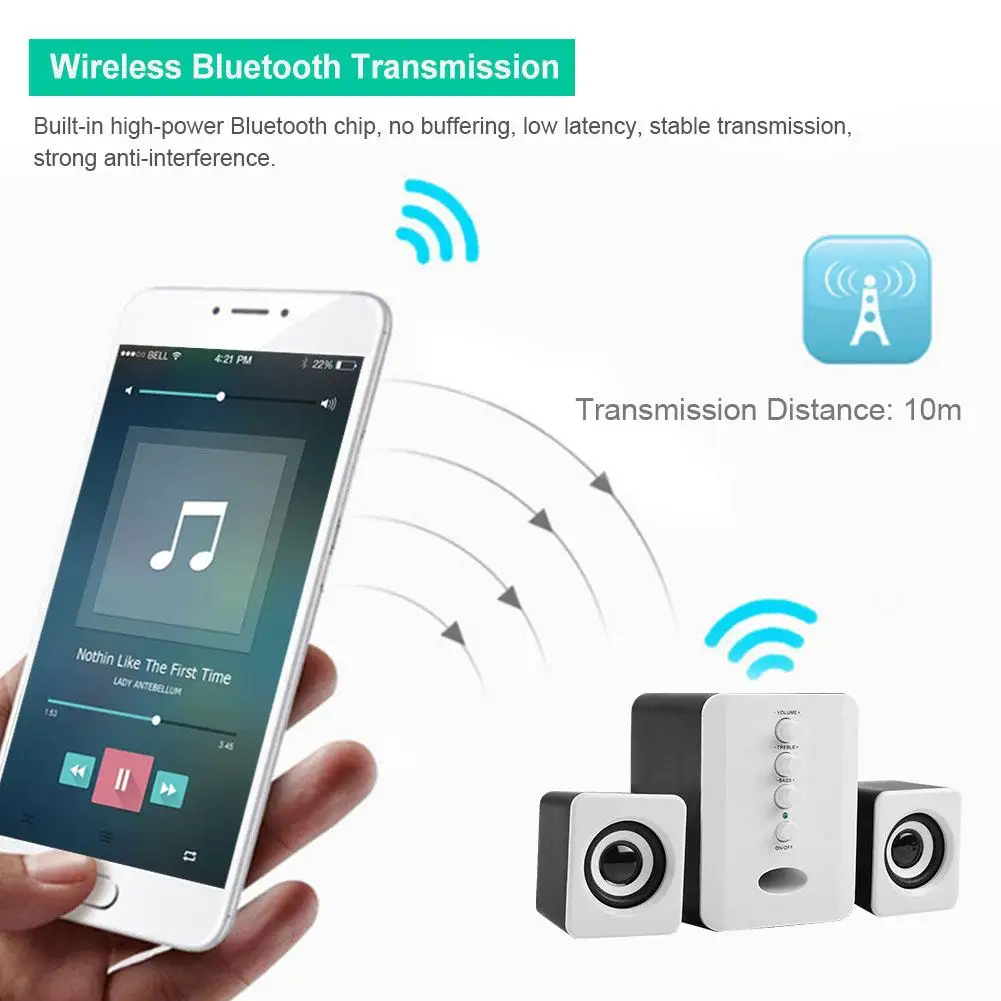 Беспроводная Bluetooth Колонка SADA 2 1 дюйма 3 канала бас комбинированный ПК MP3 сотовый