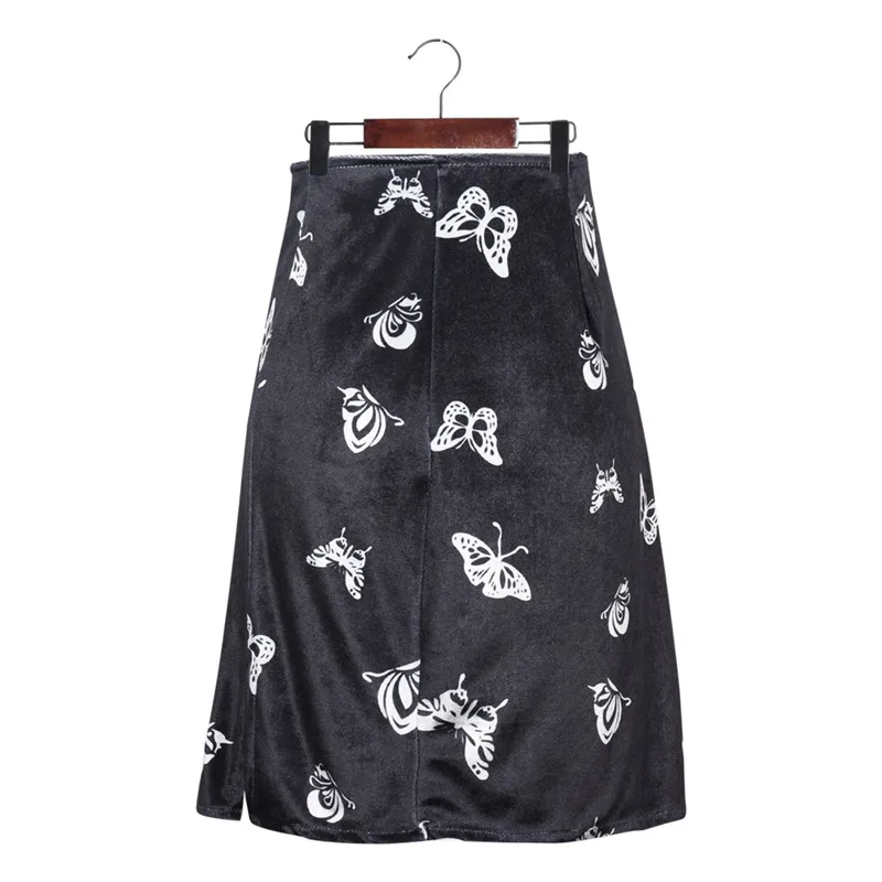 Butterfly Velvet Skirt Zipper Waist Women Mini Skirts Spring Summer Sexy Sweet Short Female Bottoms | Женская одежда