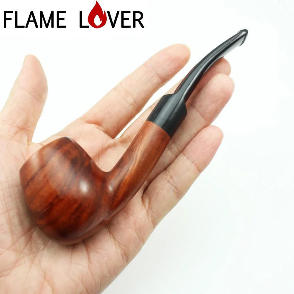 

Classic Handmade Nature Solid RoseWood Bent Smoking Pipe Rose Wood Tobacco Wooden Smoke Pipe 10X 9mm Filters+Pouch+Holder DR401