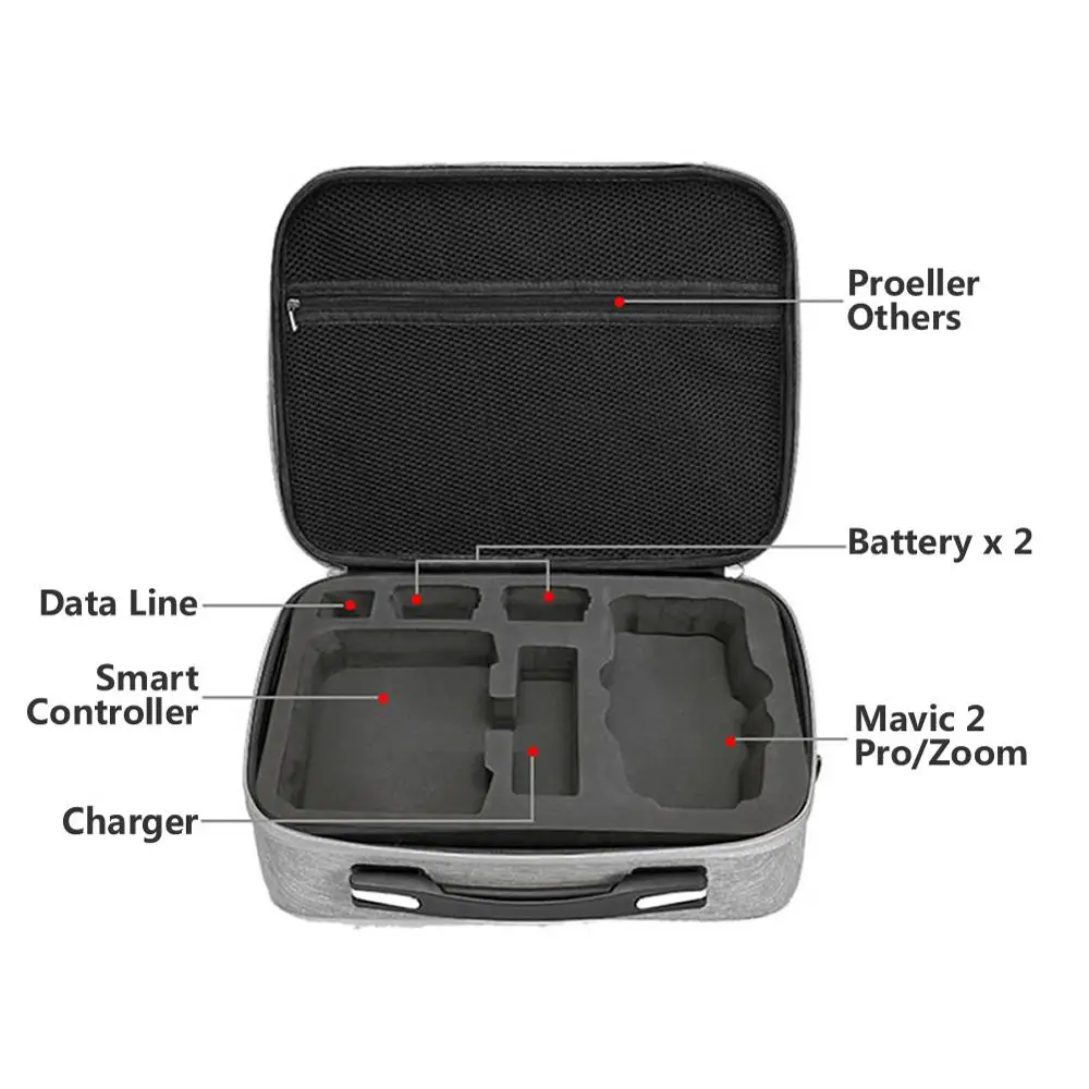 2019 DJI Mavic2 With Screen Storage Case Mavic 2 Pro Bag Zoom Shoulder Portable Waterproof Suitcase Black/Grey | Электроника