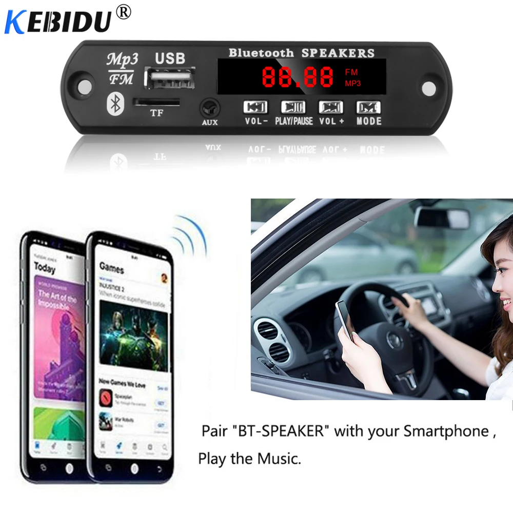 KEBIDU Bluetooth WMA MP3 декодер плата кардридер беспроводной модуль аудио аксессуары с FM