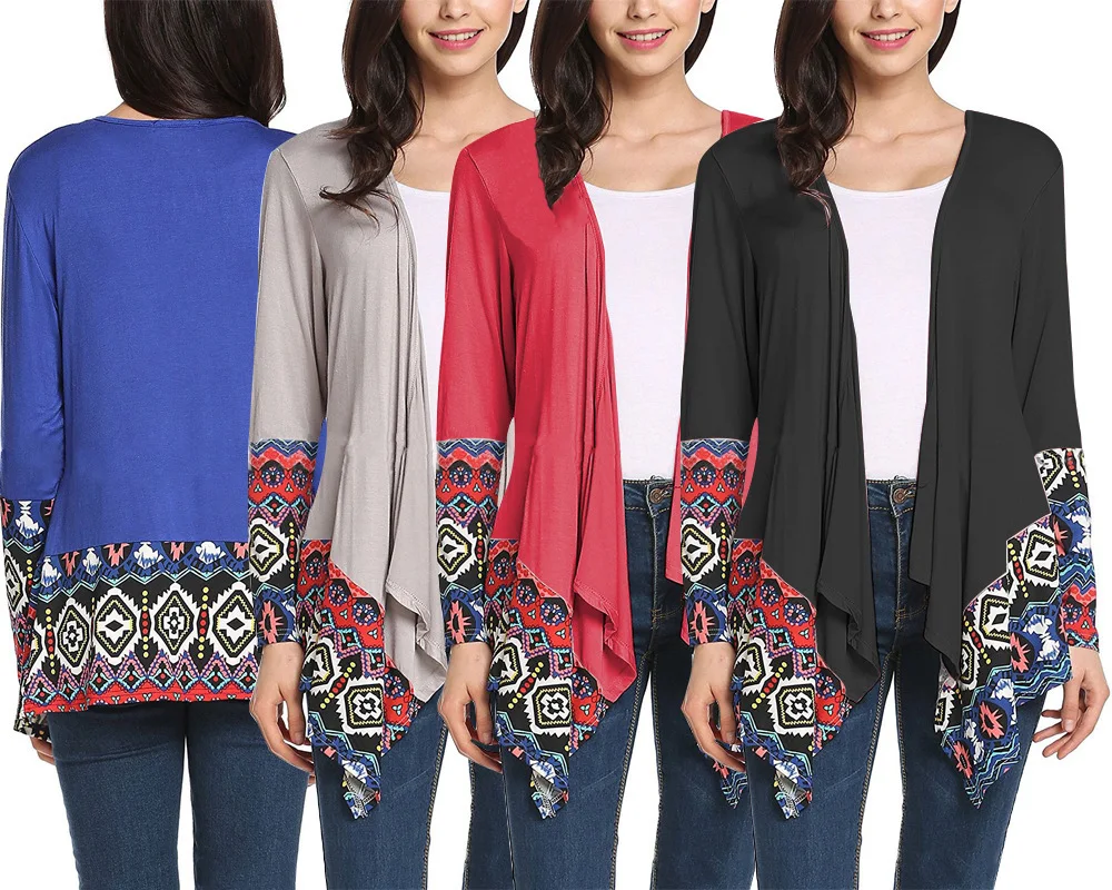 New Fashion 2017 Autumn Outerwear Women Long Sleeve Striped Printed Cardigan Casual Elbow Patchwork Knitted Sweater Plus Size |