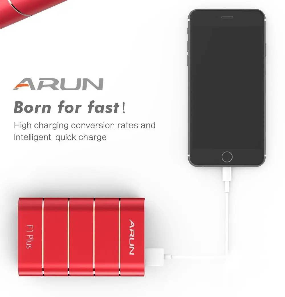 ARUN 10000 mAh power Bank QC 3 0 type c Быстрая зарядка внешняя 18650 аккумуляторное зарядное