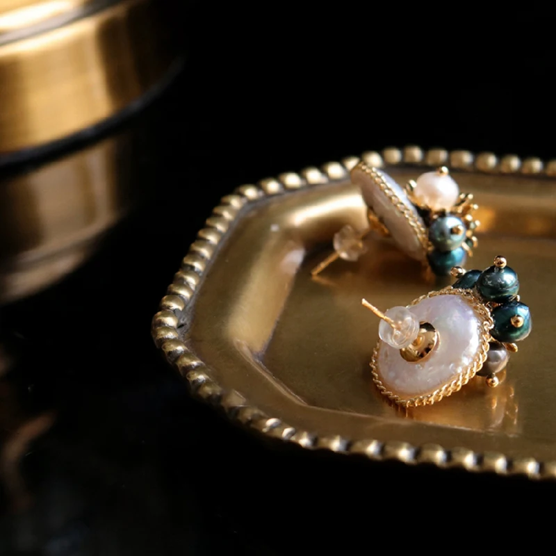 Eilepura Natural Fresh Water Baroque Pearl Handmade Stud Earring For Women Earrings Luxury Jewelry Pendientes Mujer E-A030 | Украшения и