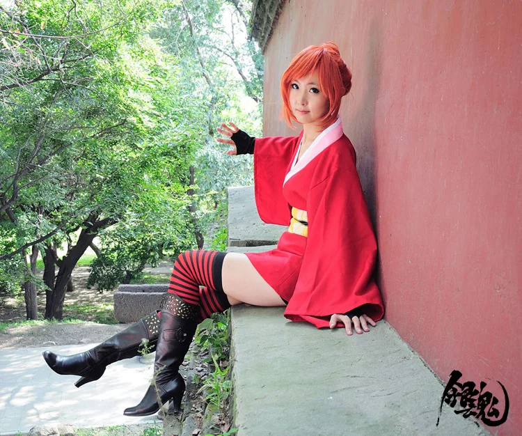 Молочный путь аниме маскарадный костюм Gintama кимоно Кагура японская одежда
