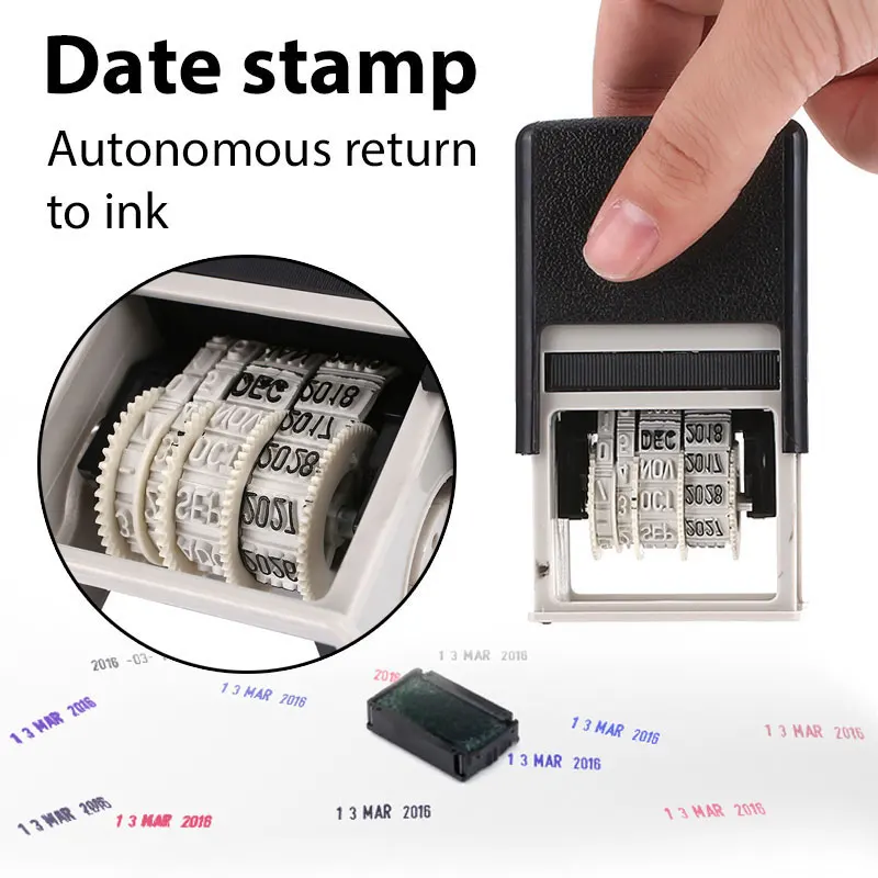 

DIY Handle Account Date Stamps Stamping Mud Set Mini Self-Inking Stamps For Scrapbooking Office Escolar Supplies Emboss