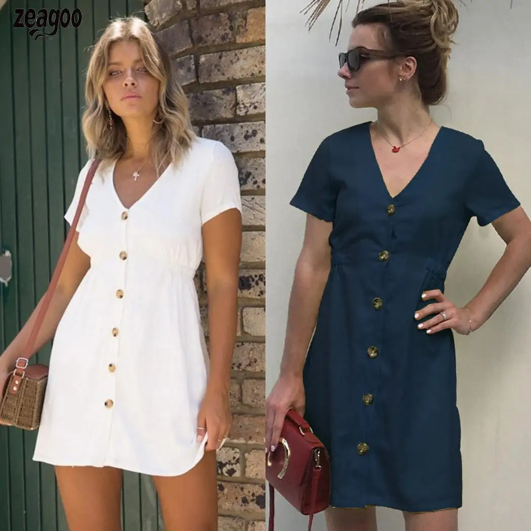 Женское платье zeagoo Повседневное с треугольным вырезом коротким рукавом и