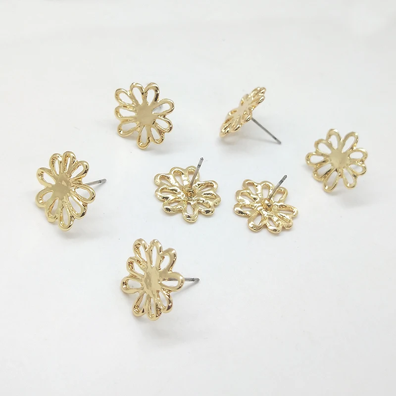 Новая мода 15 мм 10 шт./УП. высокое качество цинковый сплав цветок серьги основа