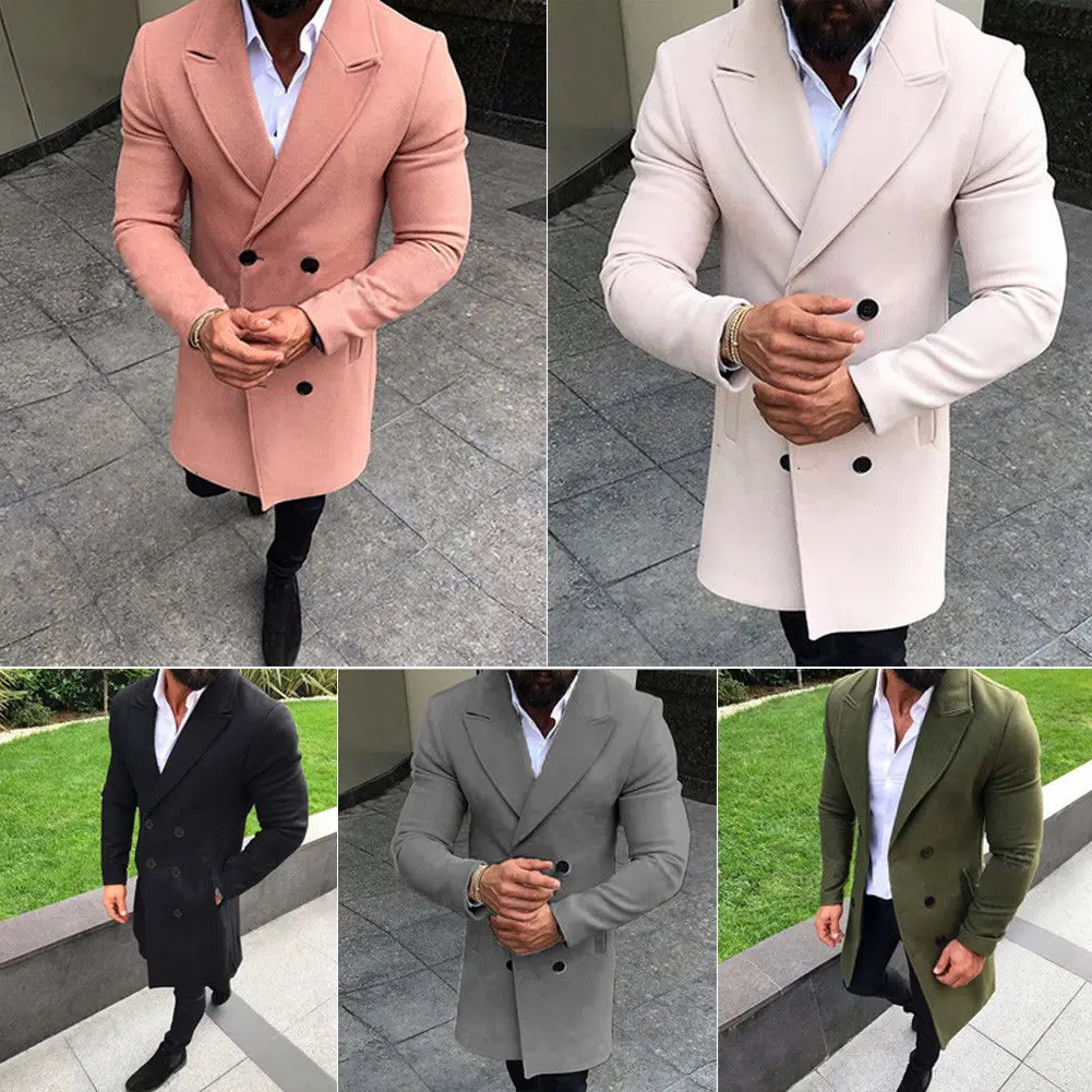 

Hirigin Mens Coat Wool Blend Suit 2019 Mens Jackets Leisure Long Sections Woolen Coats Collar Coats Full Winter Male Overcoat