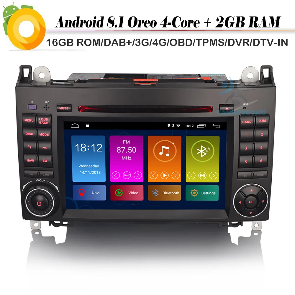 DAB + Android 8 1 Авторадио WiFi 4G GPS Радио DVD BT Автомобильный мультимедийный плеер для Mercedes