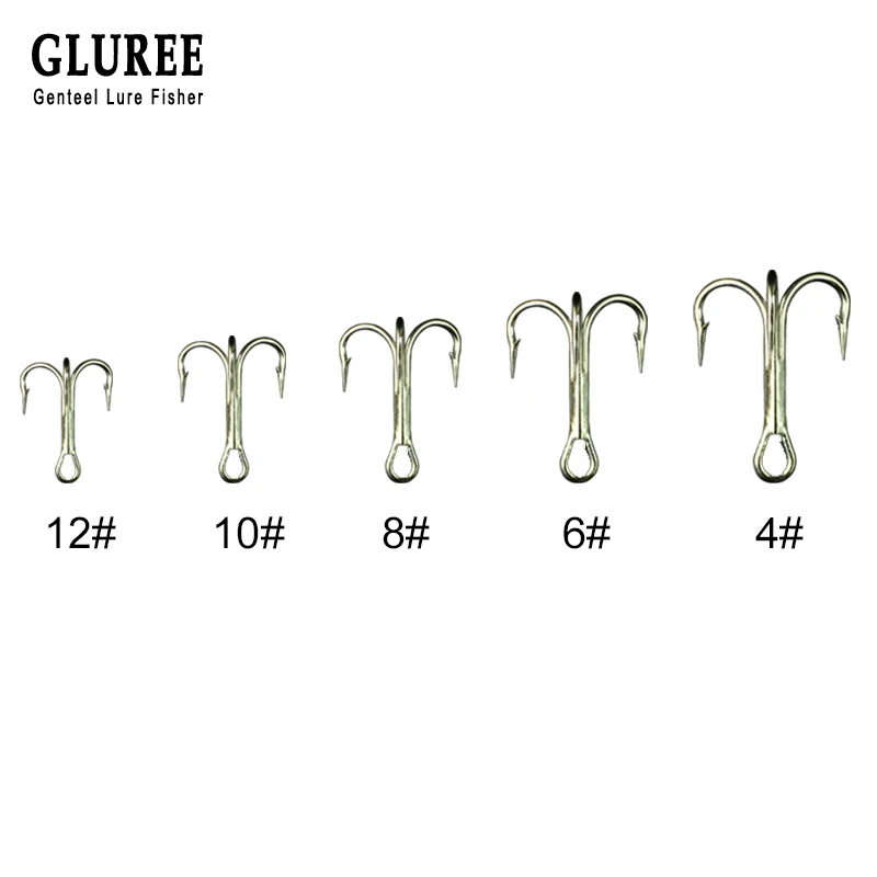 GLUREE 30 шт./лот 4 #6 #8 #10 #12 # Тройной Крючок из высокоуглеродистой стали рыболовный
