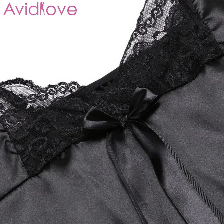 Avidlove женское сексуальное белье эротическое платье шелковая атласная ночная