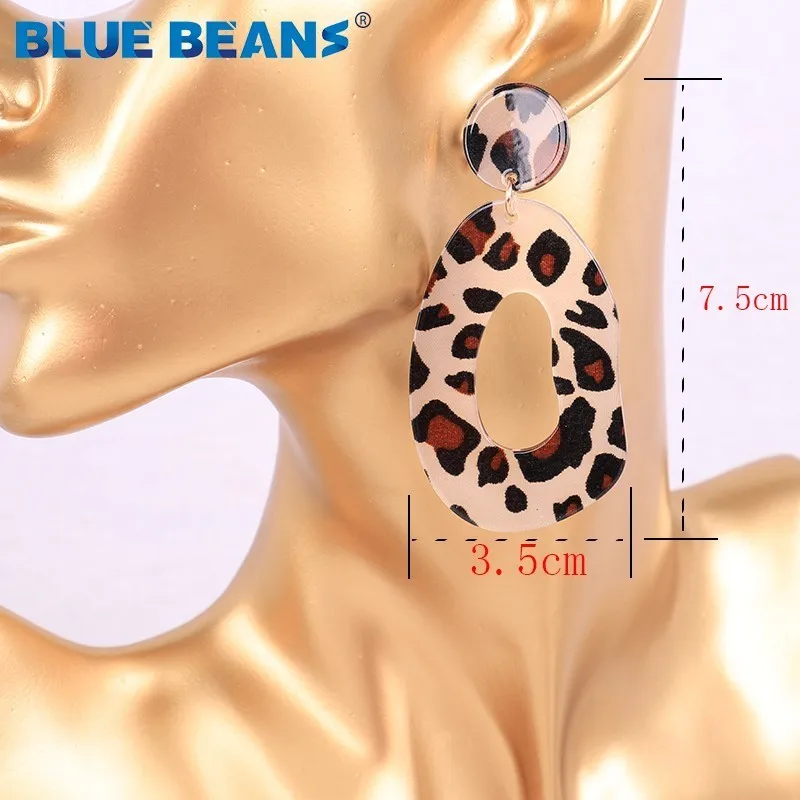 2019 Горячие ZA ювелирные изделия boho Акриловые Leopard овальные длинные висячие серьги