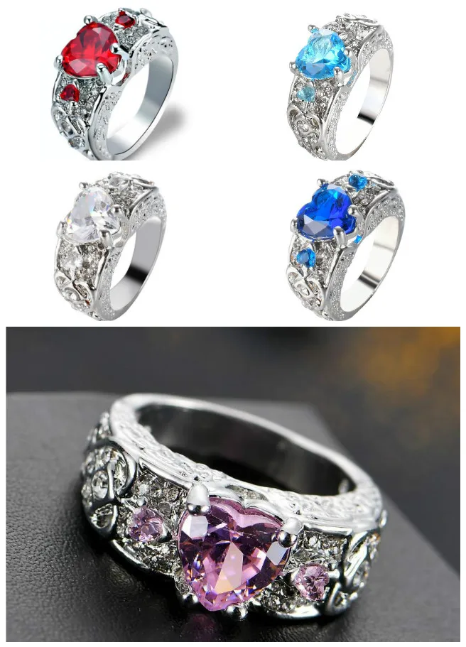 Новое горячее предложение кольцо принцессы сердце образное обручальное модное