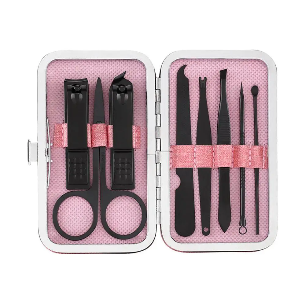 8 Pcs/set Stainless steel Kit Nail Pedicure Manicure Set Scissor Tweezer Ear Pick Clipper Acne Needle Tool | Красота и здоровье