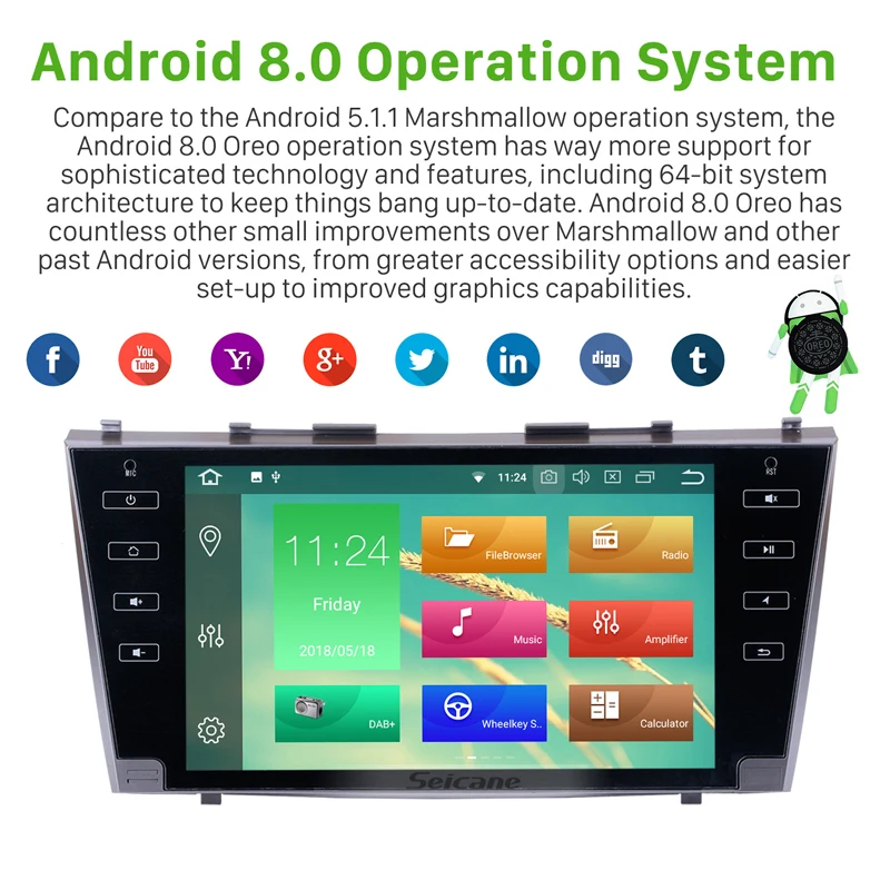 Seicane Android 8 1/8 0 для 2007 2008 2009 2010 2011 Toyota Camry автомобильный мультимедийный плеер