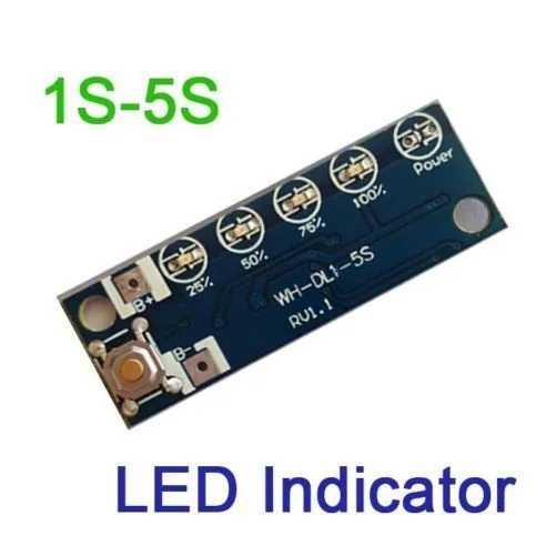 

DYKB 1S 2S 3S 4S 5S Lithium Charging Battery Voltage Capacity Level LED Indicator charger display 18650 Li-ion batteries
