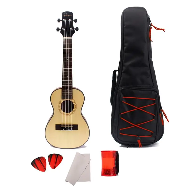 24 дюйма Гавайская гитара ель концертная 4 строка с Gig Bag палец ритм Кабаца