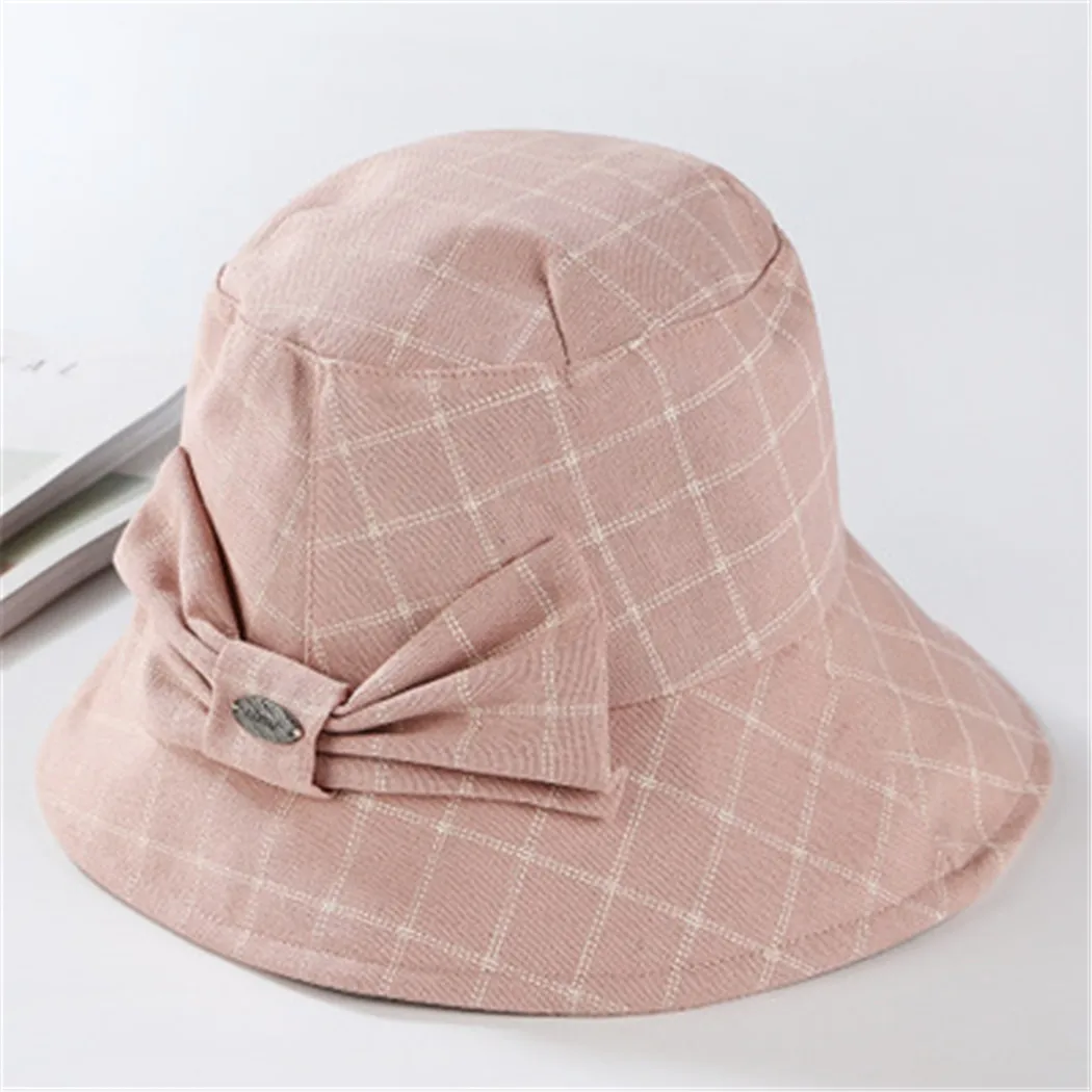 Милый плед лук Панама лето осень мода сплошной цвет кепки s Элегантный для женщин