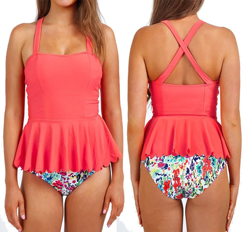 2018 размера плюс пикантные Для женщин купальники купальник бикини с цветочным