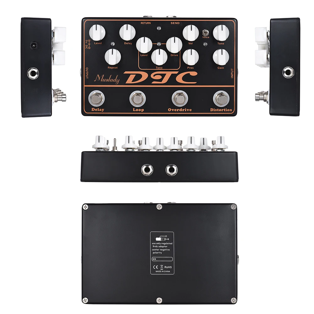 Muslady DTC 4 в 1 Электрогитары для создания спецэффектов искажения + Overdrive петли