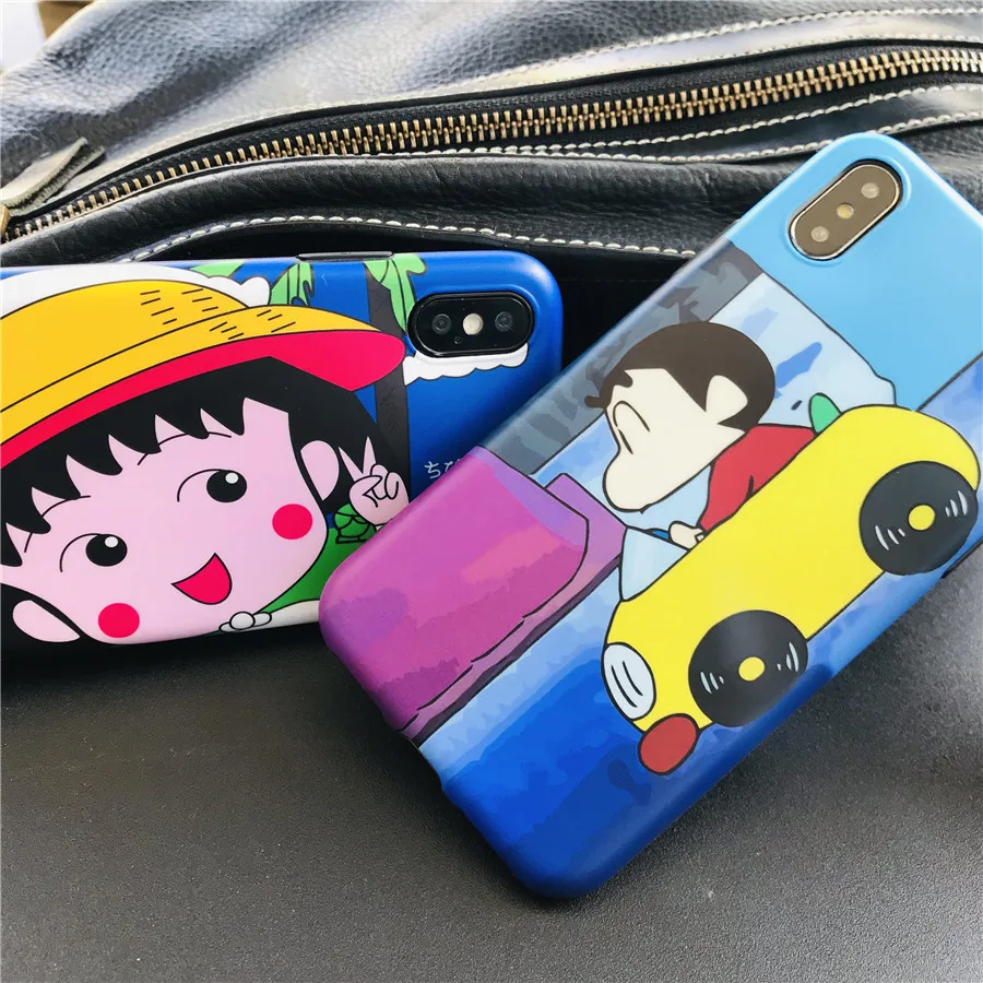 Fashion Xs Chi-bi Maruko and Crayon Shin-chan Cute Case For iPhone 6 6s 6p 7 8 plus X TPU Soft Phone Cover Silicone Back Shell |