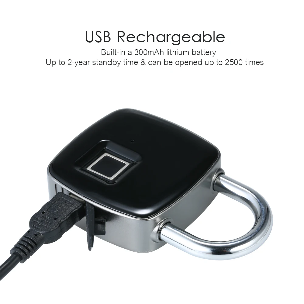 USB Перезаряжаемый смарт-замок без ключа с защитой от отпечатков пальцев IP65